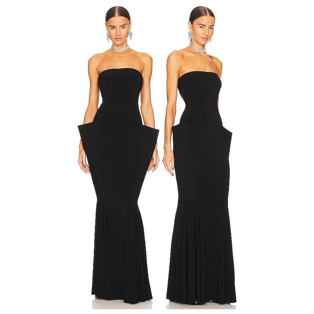 Norma Kamali Wing Fishtail Gown Strapless Party Formal Evening Gala Prom XXS